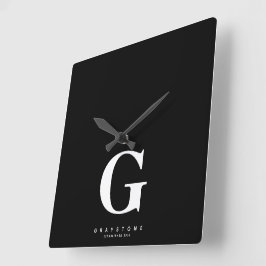 Reloj Cuadrado Nombre de monograma negro