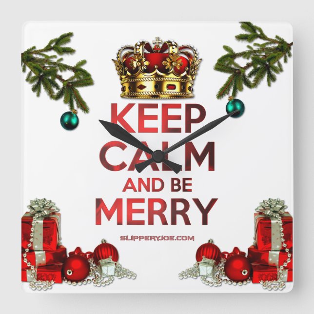 Reloj Cuadrado Nombre o árbol artístico de la Feliz Navidad de Sl (Anverso)