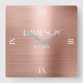 Reloj Cuadrado Nombre personalizado cepillado Metalizado de acríl