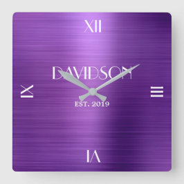 Reloj Cuadrado Nombre personalizado cepillado Metalizado de acríl