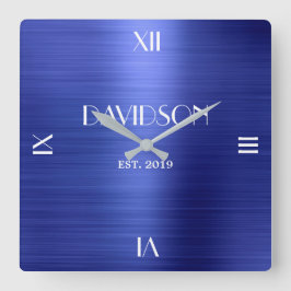 Reloj Cuadrado Nombre personalizado cepillado Metalizado de acríl