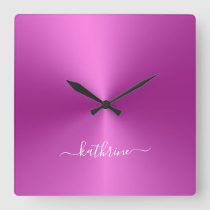 Reloj Cuadrado Nombre personalizado Estilo metálico rosado calie