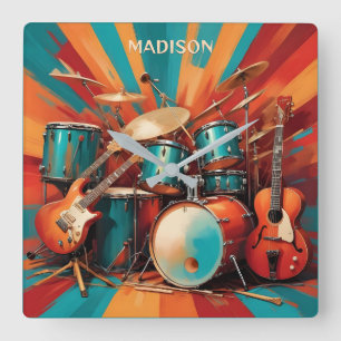 Reloj Cuadrado Nombre personalizado Instrumentos musicales