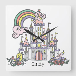 Reloj Cuadrado Nombre personalizado Princess Castle