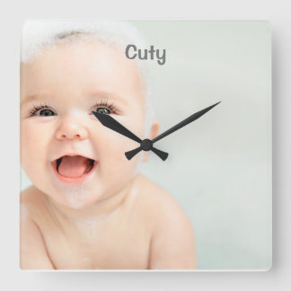 Reloj Cuadrado Nombre y foto del bebé del personalizado    