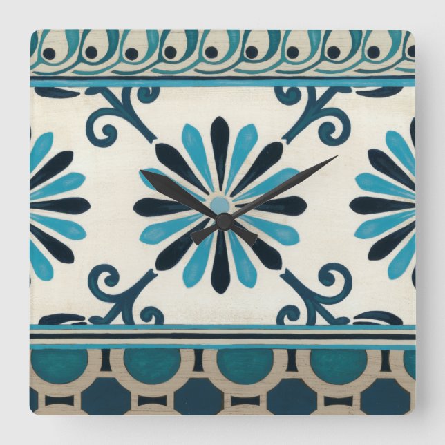 Reloj Cuadrado Non-Embellished Indigo Frieze II (Anverso)