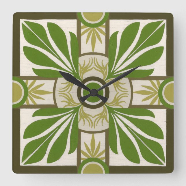 Reloj Cuadrado Non-Embellished Palm Motif I (Anverso)