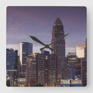 Reloj Cuadrado North Carolina, Charlotte, elevated view