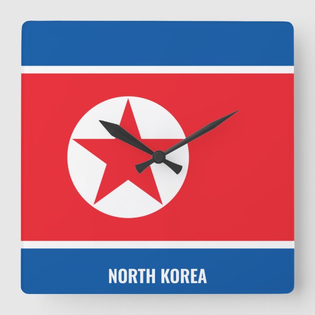 Reloj Cuadrado North Korea Flag Dazzling Patriotic (Anverso)