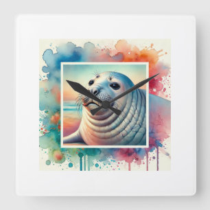 Reloj Cuadrado Northern Elephant Seal 260824AREF124 - Watercolor