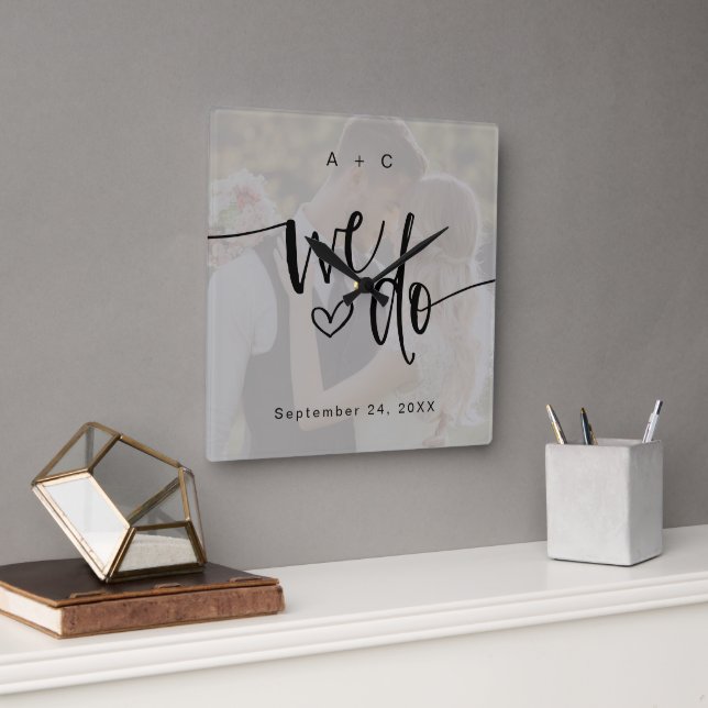 Reloj Cuadrado Nosotros hacemos guion foto aniversario de boda (Oficina)