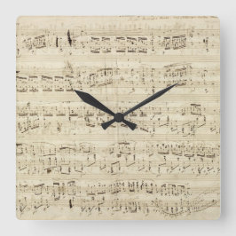 Reloj Cuadrado Notas de música antiguas - Hoja musical Chopin