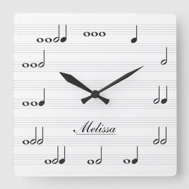 Reloj Cuadrado Notas de música personalizadas (Anverso)