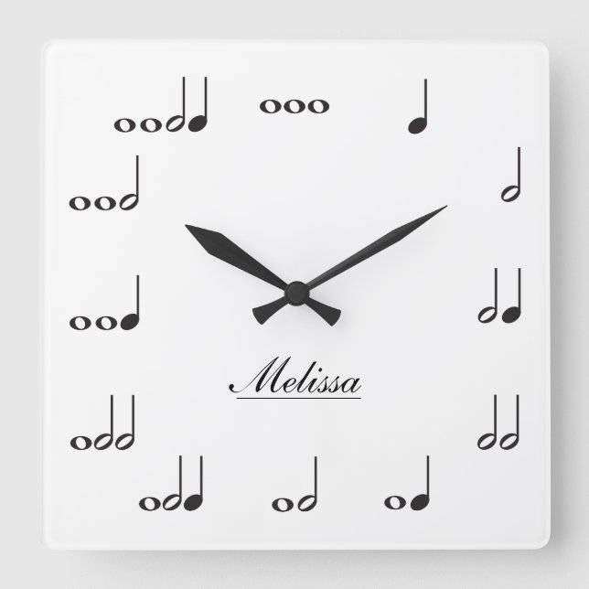 Reloj Cuadrado Notas de música personalizadas (Anverso)
