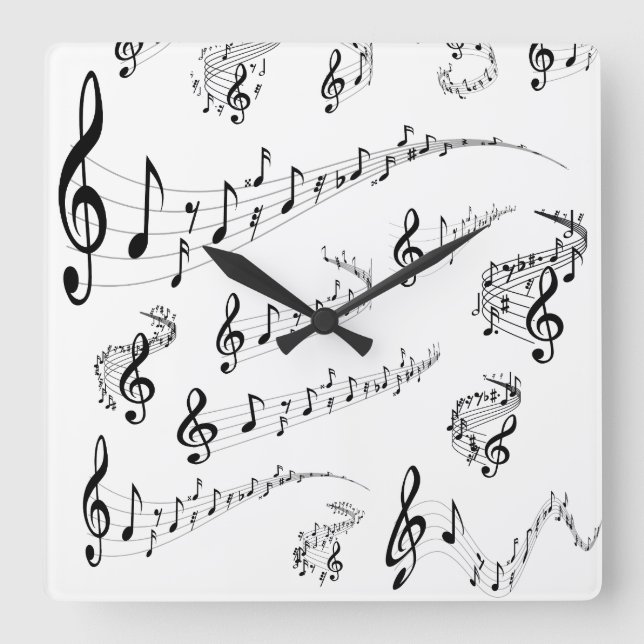 Reloj Cuadrado Notas musicales (Anverso)