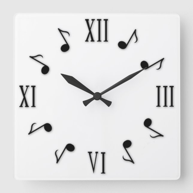 Reloj Cuadrado Notas musicales (Anverso)