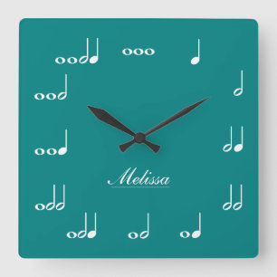Reloj Cuadrado Notas personalizadas de la música