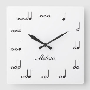 Reloj Cuadrado Notas personalizadas de la música