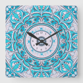 Reloj Cuadrado Nouveau Floral Mandala Wall Clock