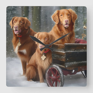 Reloj Cuadrado Nova Scotia Duck Toller Retriever Trineo Nevado