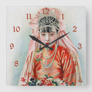 Reloj Cuadrado Novia en el Shanghai chino rojo Yuefenpai