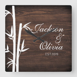 Reloj Cuadrado Novia Moderna Y Groom Nombre Y Fecha Personalizado