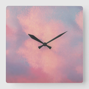 Reloj Cuadrado Nube rosa