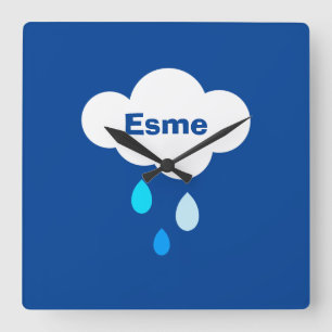 Reloj Cuadrado Nube y lluvia personalizadas