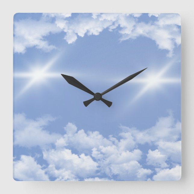 Reloj Cuadrado nubes hermosas (Anverso)
