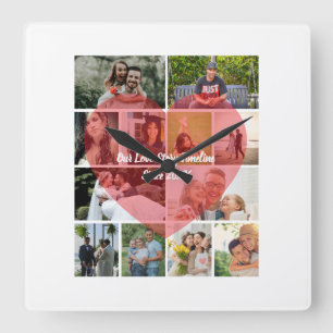 Reloj Cuadrado Nuestra Historia de Amor 12 Fotos Línea de Tiempo