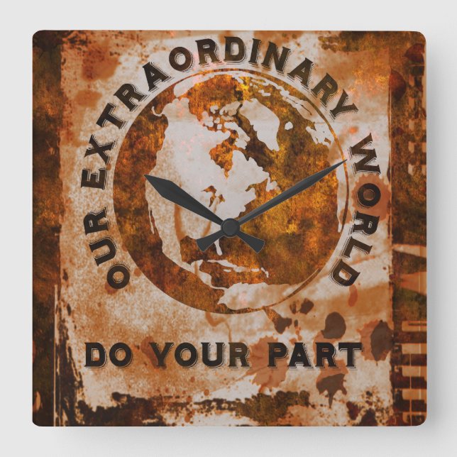 Reloj Cuadrado Nuestro mundo extraordinario (Anverso)