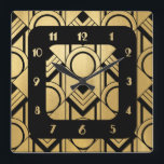 Reloj Cuadrado Nueva pared cuadrada Art Deco<br><div class="desc">Tengo este diseño en otros artículos de mi tienda. También he creado esta cara de reloj para añadir a un reloj de pared. Un nuevo reloj de pared cuadrado Art Déco para tu casa. Esto se ve inteligente y se vería genial en una pared lisa. En negro y oro esto...</div>