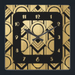 Reloj Cuadrado Nueva pared cuadrada Art Deco<br><div class="desc">Tengo este diseño en otros artículos de mi tienda. También he creado esta cara de reloj para añadir a un reloj de pared. Un nuevo reloj de pared cuadrado Art Déco para tu casa. Esto se ve inteligente y se vería genial en una pared lisa. En negro y oro esto...</div>