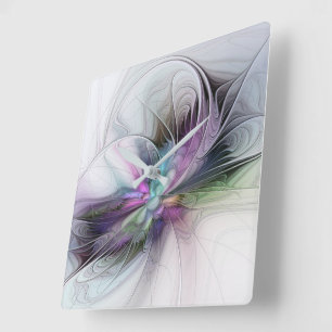 Reloj Cuadrado Nueva vida, arte fantástico abstracto fractal colo