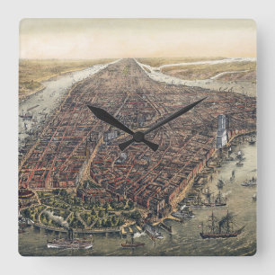 Reloj Cuadrado Nueva York antigua, Manhattan, Puente de Brooklyn