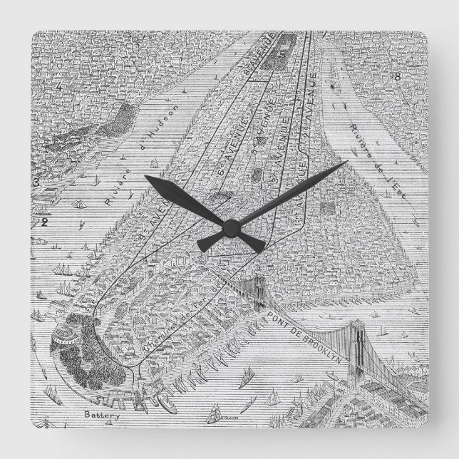 Reloj Cuadrado Nueva York: El Train, C1878 (Anverso)