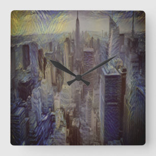 Reloj Cuadrado Nueva York en mi tablero de sueños azules