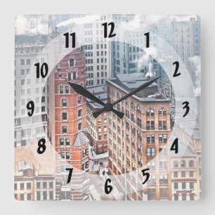 Reloj Cuadrado Nueva York NY - Grupo de rascacielos c1900