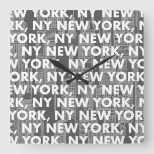 Reloj Cuadrado NUEVA YORK Patrón gráfico