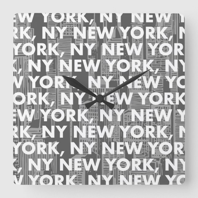 Reloj Cuadrado NUEVA YORK Patrón gráfico (Anverso)