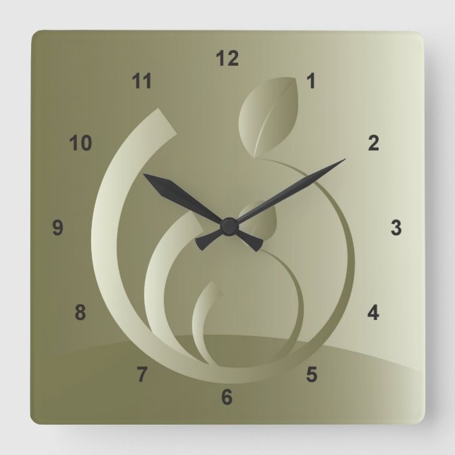 Reloj Cuadrado nuevas hojas doradas (Anverso)