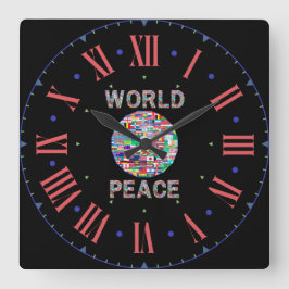 Reloj Cuadrado Número romano de la colección World Peace Flag