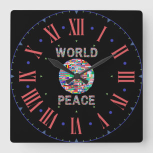 Reloj Cuadrado Número romano de la colección World Peace Flag