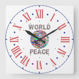 Reloj Cuadrado Número romano de la colección World Peace Flag II