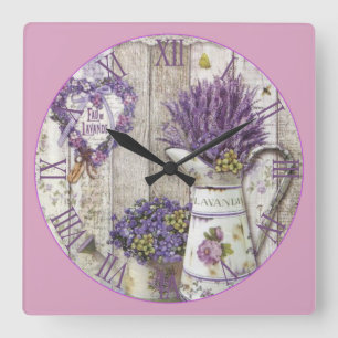 Reloj Cuadrado Número romano de Lavender