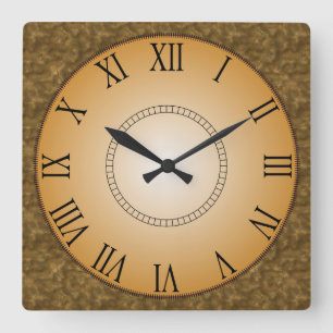Reloj Cuadrado Número romano de polvo dorado