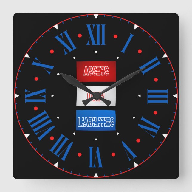 Reloj Cuadrado Número romano del indicador de activos sobre pasiv (Anverso)