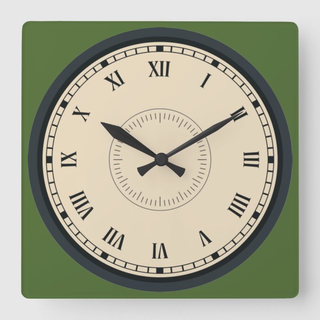 Reloj Cuadrado Número romano elegante (Anverso)