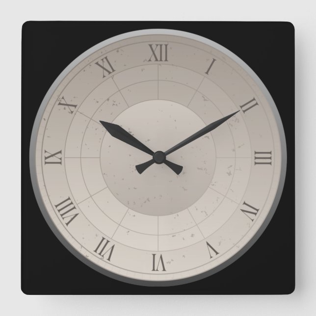 Reloj Cuadrado Número romano sombreado (Anverso)