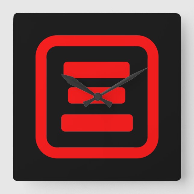 Reloj Cuadrado Número tres japonés 三 【San|Kanji (Anverso)